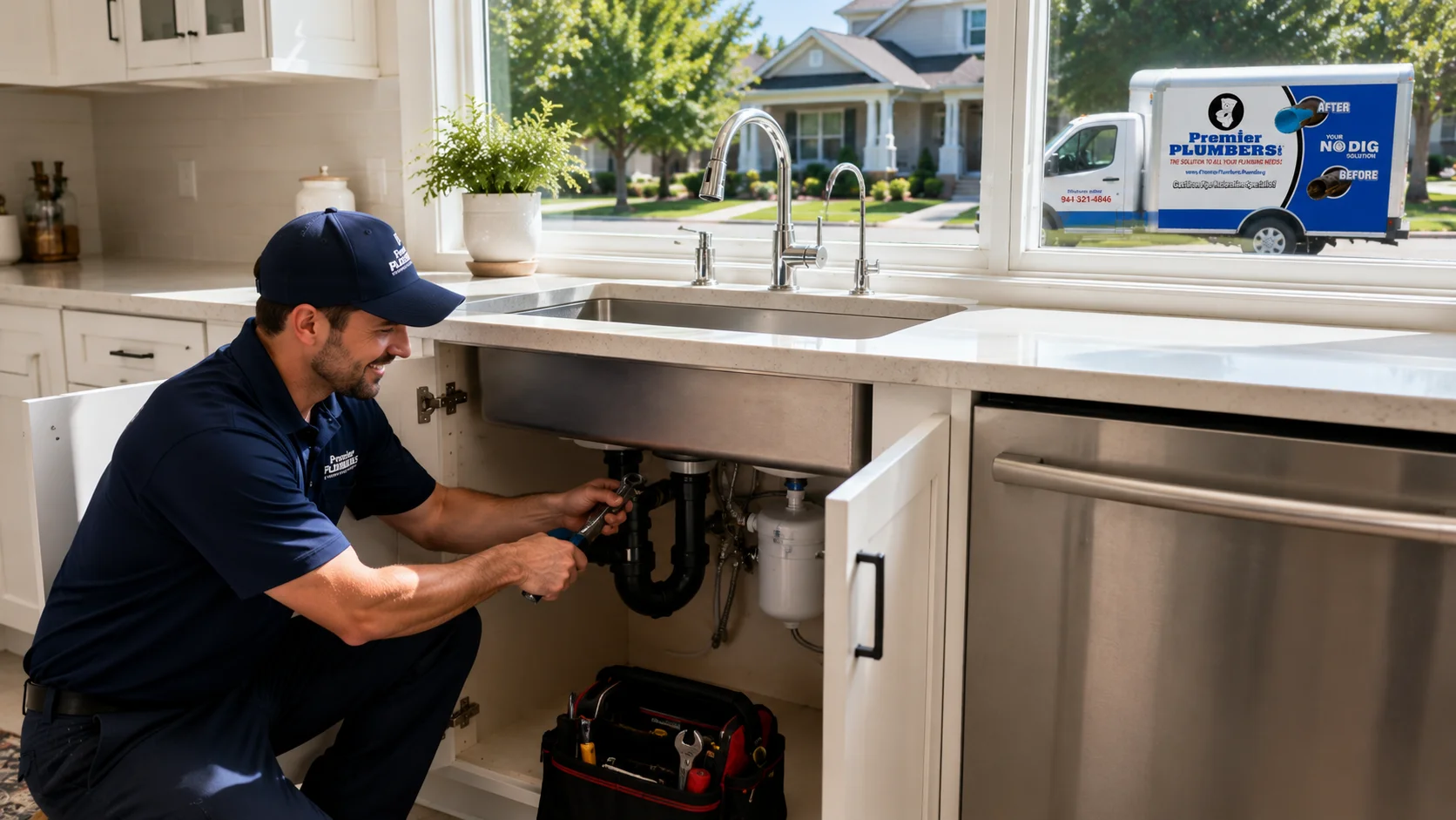 Licensed plumbing technician inspecting pipe valves