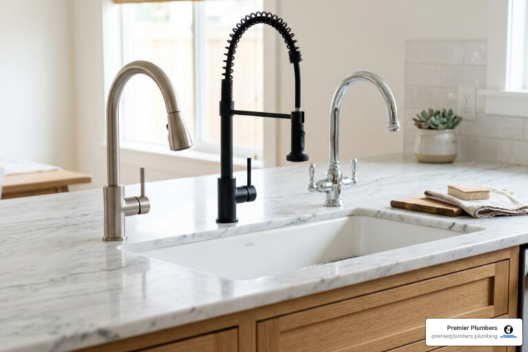 Various kitchen faucet styles and modern finishes