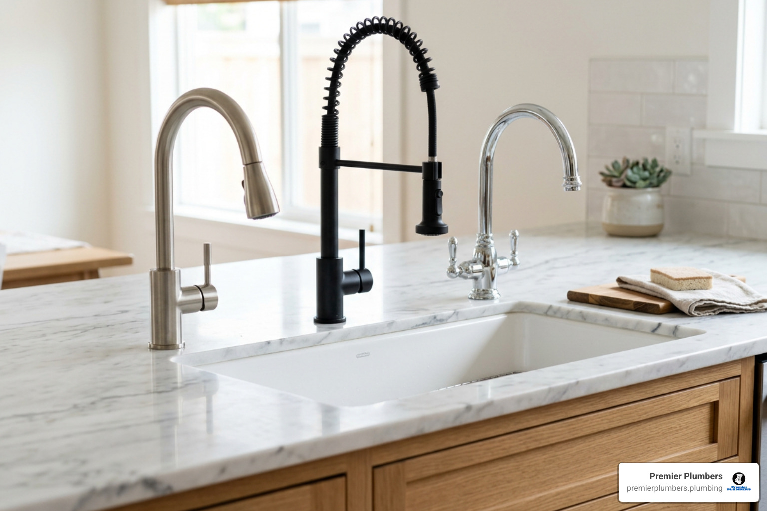 Various kitchen faucet styles and modern finishes