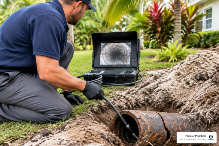 camera inspection showing cracked sewer line